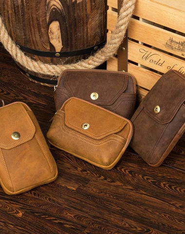 Limited Time Offer Brown Cool Mens Leather Waist Bag Belt Pouch Belt Bag Waist Phone Holder for Men